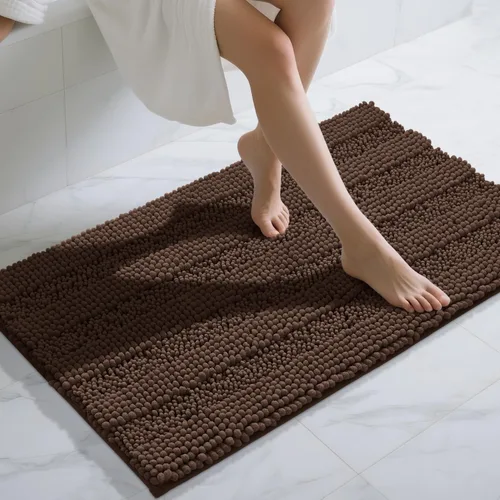 Miniatura 87 de Yimobra Alfombras lavables para baño, alfombra de baño de chenilla súper suave y absorbente para piso y alfombra, alfombra antideslizante de secado