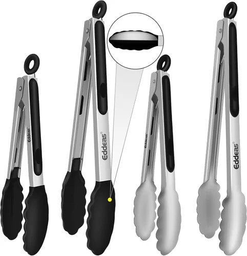 Miniatura 23 de Pinzas para cocinar – Pinzas de cocina de acero inoxidable de 600 grados resistentes al calor, pinzas de bloqueo de metal resistente, perfectas