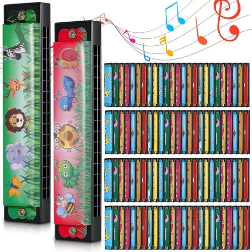 30 armónicas para niños, armónicas de 16 agujeros, instrumento musical, juguete de regalo, regalo de dibujos animados de doble fila, regalos para