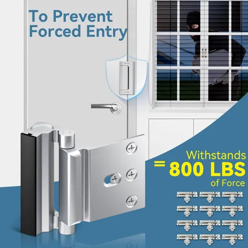 Miniatura 2 de 3 piezas cerradura de refuerzo de puerta, cerraduras de puerta para seguridad de niños, cerraduras de seguridad para puertas desde el interior, Tono