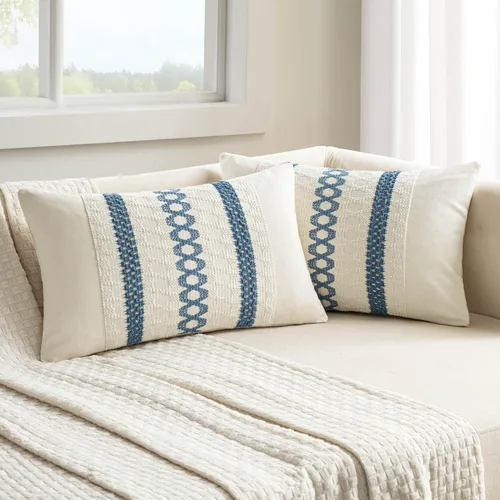 Miniatura 11 de MIULEE Fundas de almohada lumbares decorativas bohemias, cojín de algodón retro, tejidas de macramé para decoración del hogar para cama, sofá, neutro