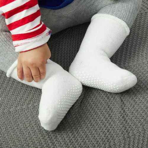 Miniatura 7 de VWU - Medias de altura media con antideslizante, de algodón grueso y cálido, unisex, talla 0-6T, paquete de 6 pares