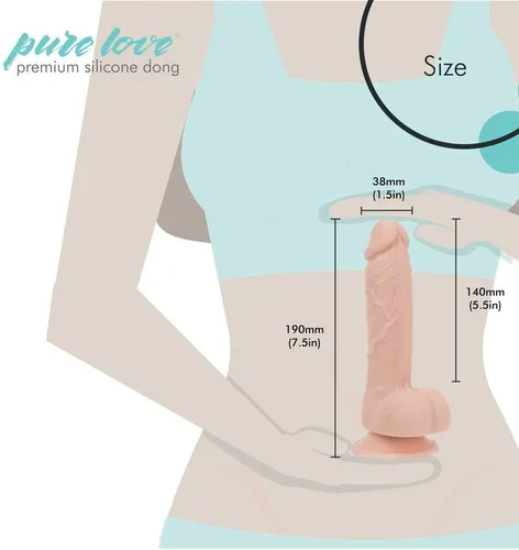 Miniatura 5 de Pure Love Consolador texturizado del silicón de 7.5 pulgadas con la ventosa, color beige, juguete sexual adulto