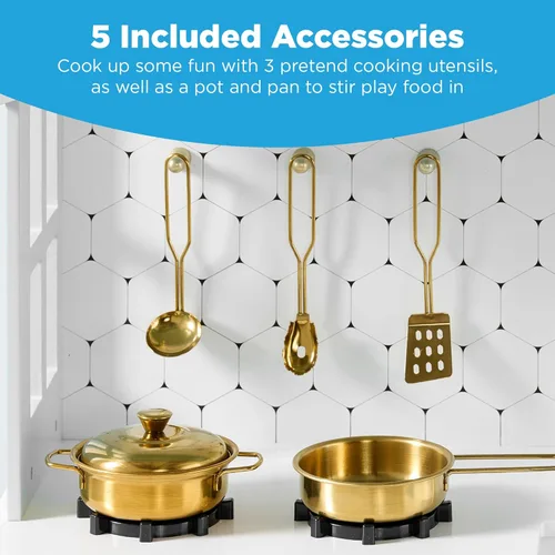 Miniatura 5 de Best Choice Products Juego de Cocina de Casa de Campo de Madera de Juguete para Niños con Almacenamiento de Juguetes, Perillas que Hacen Clic