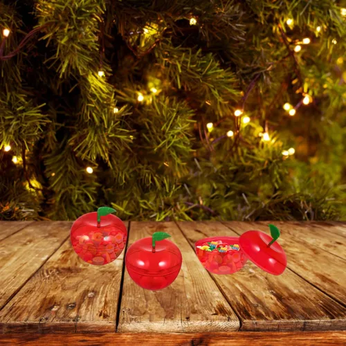 Miniatura 6 de ARTIBETTER Recipiente de regalo rojo, 8 unidades de manzanas de plástico, cajas de dulces, cajas de regalo, adornos decorativos rellenables