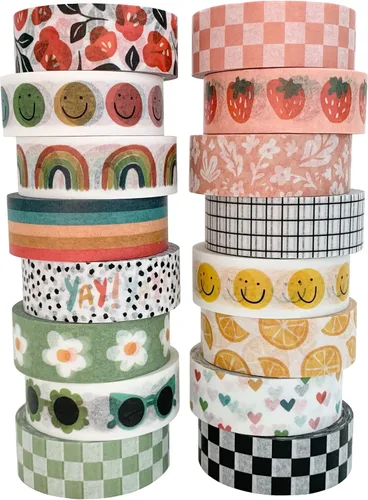 Miniatura 10 de ZYNSHE - Juego de 12 rollos de cinta adhesiva washi de 15 mm de ancho, cinta decorativa linda para diario, álbum de recortes, manualidades, bullet