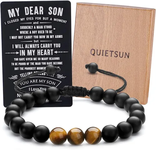 Pulsera de ojo de tigreágata, regalos para papáhijonietonovioesposo en graduación, día del padre, aniversario, cumpleaños