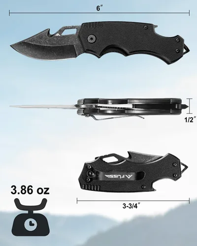 Miniatura 3 de FLISSA Mini cuchillo de bolsillo plegable, hoja de punto de caída de acero inoxidable de 2.5 pulgadas, cuchillos de bolsillo EDC para hombres
