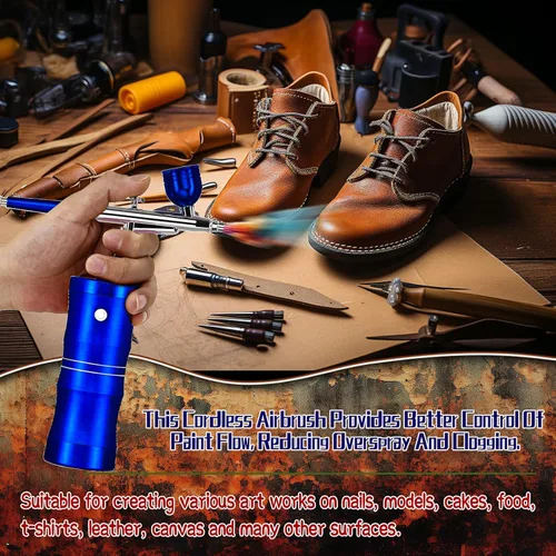 Miniatura 4 de Kit de aerógrafo, kit de aerógrafo con compresor 30PSI pistola de aerógrafo portátil, cepillo de aire inalámbrico para arte de uñas, juego