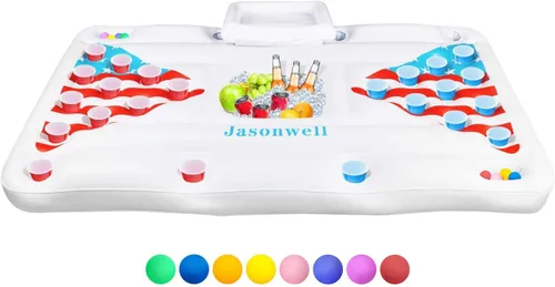 Miniatura 5 de Jasonwell Flotador inflable de piscina con anillo de diamantes y flotador de piscina Jasonwell Beer Pong