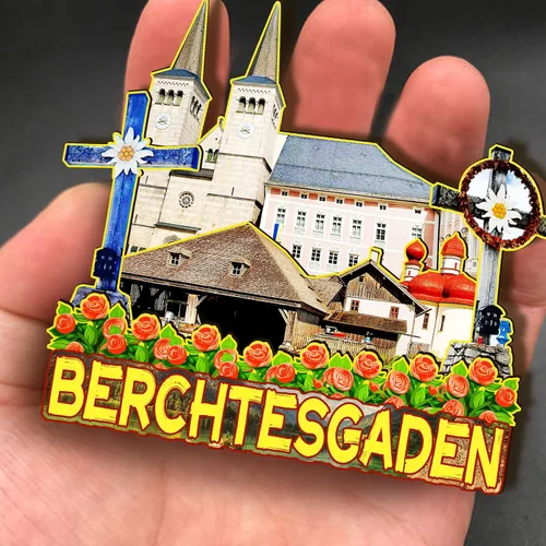 Miniatura 4 de Alemania Berchtesgaden - Imán de madera 3D para nevera, recuerdos coleccionables, decoración hecha a mano, artesanías 2