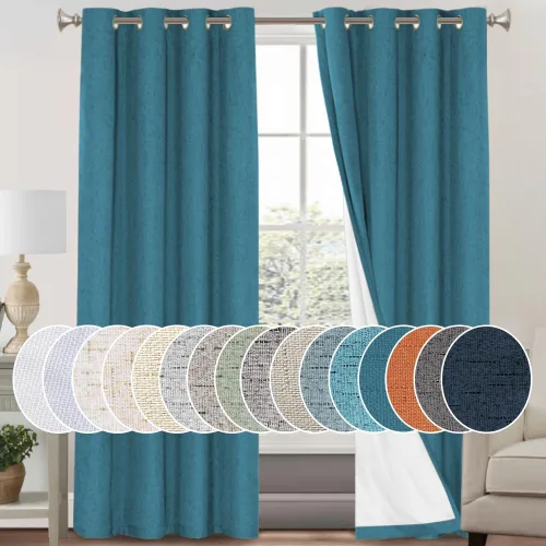 Miniatura 88 de Primitive - Cortinas opacas 100 % de lino texturizado natural para dormitorio, sala de estar, cortinas para ahorra energía, tela de arpillera