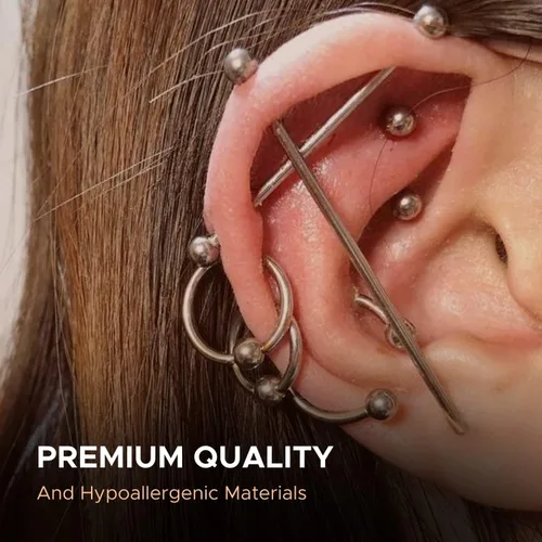 Miniatura 5 de BodyJ4You - Juego de 36 piezas PRO para piercings corporales - nariz, septum, oreja, cartílago, labio, ombligo, trago, ceja - acero quirúrgico 14G