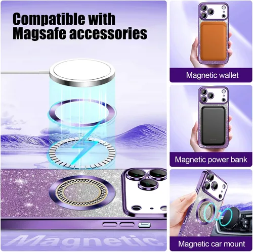 Miniatura 41 de Misscase Funda magnética con purpurina para iPhone 11 compatible con MagSafe, protección completa, delgada, a prueba de golpes, antiarañazos