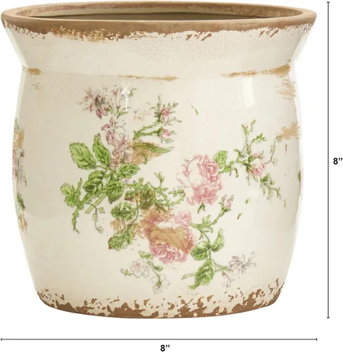 Miniatura 2 de Nearly Natural Maceta de cerámica toscana con estampado floral de 8 pulgadas