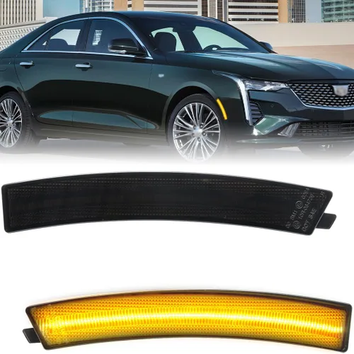 Miniatura 12 de Lentes transparentes CT4 LED para luces de marcador lateral para 2020-2023 Cadillac CT4, luces LED ámbar para parachoques delantero, luces de señal