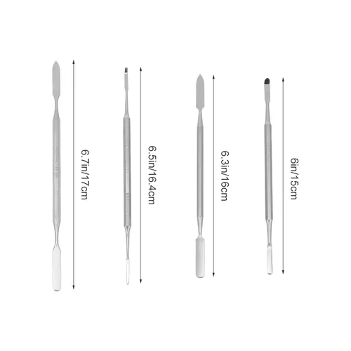 Miniatura 7 de 4 piezas de acero inoxidable Depotting espátula de maquillaje herramienta de maquillaje accesorios para maquillaje cosméticos mezcla