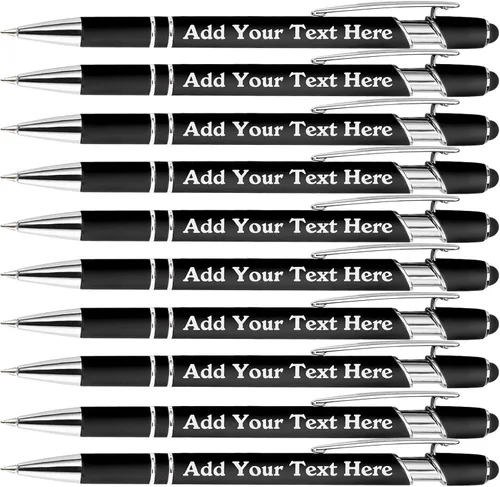 Miniatura 8 de Bolígrafos personalizados a granel grabados personalizados con punta de lápiz capacitivo, bolígrafos personalizados de tinta negra, regalos