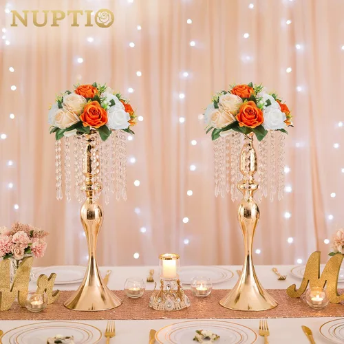 Miniatura 2 de NUPTIO Ramo de Arreglos de Bolas de Flores - 10 Piezas de 9.5 pulgadas de Diámetro Bolas de Flores Falsas Naranjas de Rosas para Centros de Mesa