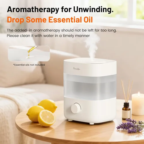 Miniatura 7 de Humidificadores para dormitorio, tanque de 2 L para 15 horas, tiempo de niebla silenciosa de 20 dB, boquillas dobles, apagado automático, rotación