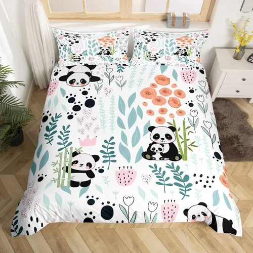 Miniatura 36 de Erosebridal Juego de ropa de cama individual de animales de la selva para niñas y niños, funda de edredón de elefante oso, tigre, león, safari