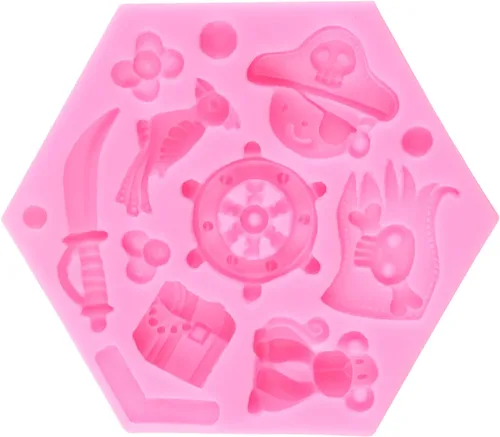 Miniatura 5 de Molde de silicona con temática pirata, moldes para fondant, brújula de chocolate, monedas del tesoro, molde de caramelo para cupcakes, decoración