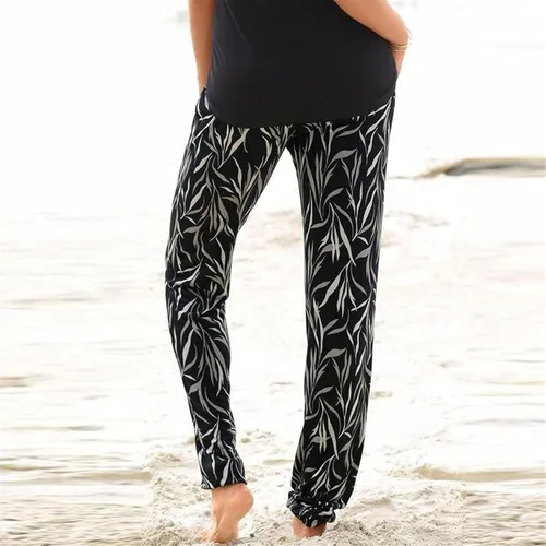 Miniatura 4 de Pull On Pants for Women Elastic High Waist Leaves Print Loose Fit Vintage Boho Trousers with Pocket Going Out Pants