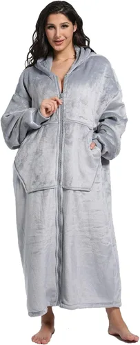 Miniatura 40 de FUSSEDA - Sudadera con manta portátil de gran tamaño, forro polar cálido y grueso con capucha sherpa acogedora con bolsillos y mangas. Regalo