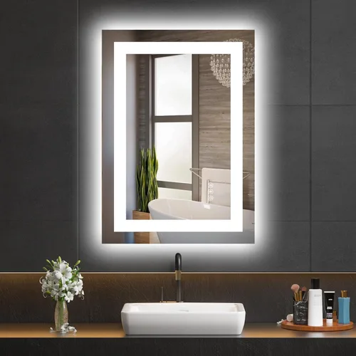 Miniatura 25 de Hivone Espejo de Baño LED de 24X32 con Luces, Antivaho, Regulable, Retroiluminado + Iluminado Frontal, Espejo Inteligente de Tocador de Baño