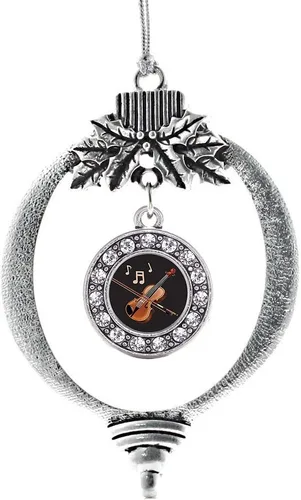 Miniatura 218 de Inspired Silver - Twin One - Adorno festivo de Navidad de plata - Adorno festivo de árbol de Navidad con dije de círculo y circonita cúbica