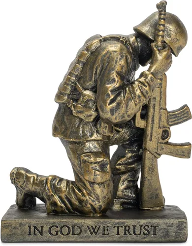 Miniatura 6 de Figura de mesa de 5 pulgadas de resina dorada de soldado orando de Dicksons Duty Faith God