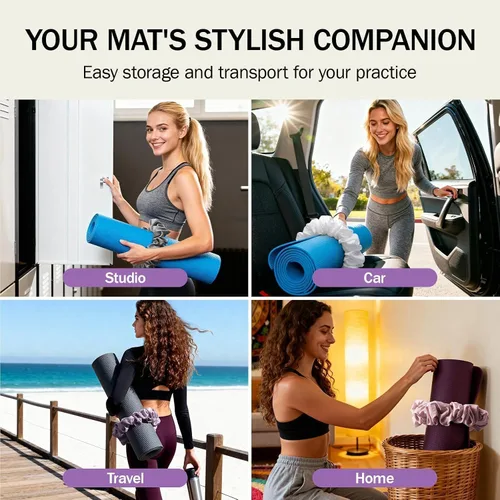 Miniatura 7 de Slim Panda Yoga Mat Scrunchie,Style & Cute Mat Holder,Stretchable Velvet Fabric Fit All Standard Yoga Mats (mat not included)