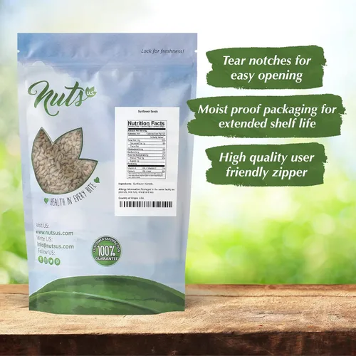Miniatura 3 de NUTS U.S. - Granos de girasol Crudos Una rica fuente de proteínas Cultivado en Estados Unidos y empaquetado en bolsas resellables (2 libras)