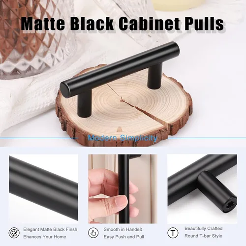 Miniatura 4 de Asas para gabinete de cocina, de acero inoxidable, color negro