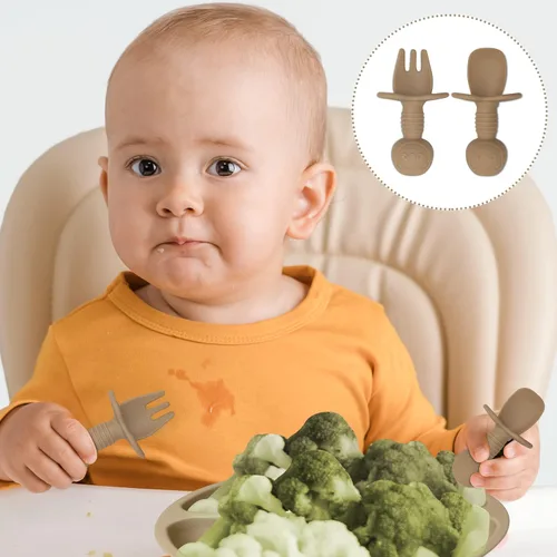 Miniatura 9 de Juego de 10 piezas de alimentación para bebés El juego de utensilios de destete LED para bebés incluye cuenco de succión y plato, cuchara