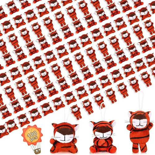 Miniatura 10 de Zhanmai 100 piezas de mini animales de peluche a granel, juguetes de animales pequeños, llaveros para fiestas, huevos de Pascua para niños