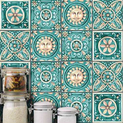 Miniatura 9 de AILEGOU Juego de 20 calcomanías para azulejos de despegar y pegar, vinilo impermeable, autoadhesivo, removible, para baño y cocina, 6 x 6 pulgadas