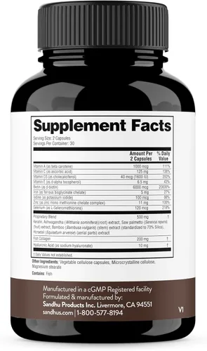 Miniatura 9 de Sandhu's Complejo de biotina, colágeno y queratina Apoya el ciclo normal de crecimiento del cabello Vitaminas para la piel y las uñas