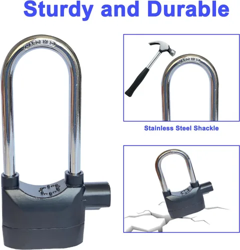 Miniatura 4 de Candado de Alarma de Viga Cruzada Universal 110dba Sistema de Alarma de Seguridad Antirrobo para Puerta, Motocicleta, Candado con 3 Llaves (2 Piezas)