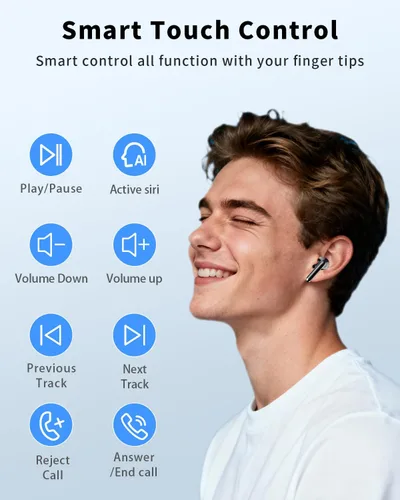 Miniatura 6 de Auriculares inalámbricos, auriculares Bluetooth 5.4 con 50 horas de reproducción, auriculares estéreo de graves profundos, llamadas claras