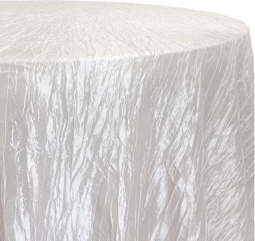 Miniatura 3 de Your Chair Covers - Mantel redondo de tafetán arrugado de 120 pulgadas - Mantel de comedor blanco brillante para boda, fiesta, cumpleaños, baby