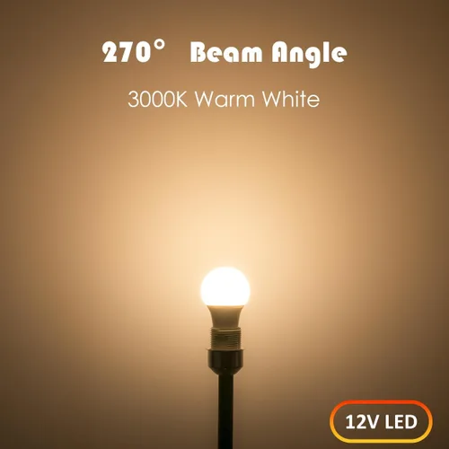 Miniatura 4 de Maelsrlg Bombilla LED de 12 V, 6 W (equivalente a 50 W), blanco cálido 3000 K, 12 V-24 V CA/CC, 600 lúmenes, no regulable, bombillas LED A19 de 12 V