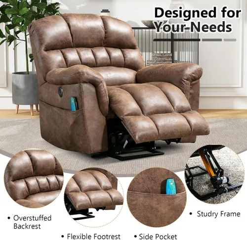Miniatura 3 de HAOMARKETS Sillón reclinable de elevación eléctrica de gran tamaño con masaje y calor para personas mayores, silla reclinable de elevación eléctrica