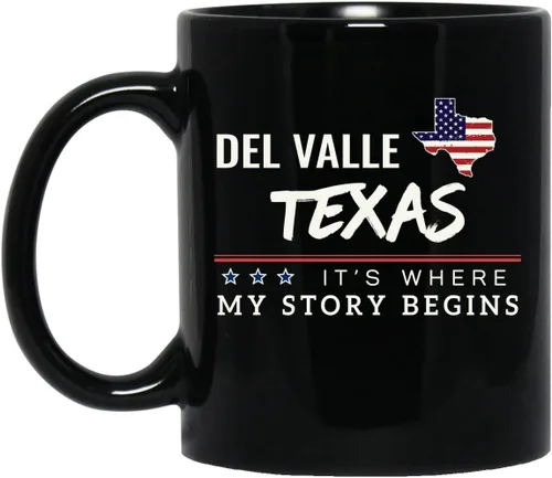 Taza de café con la bandera estadounidense del Valle Texas, taza de café con texto en inglés "It's Where My Story Begins", regalo patriótico, Día de