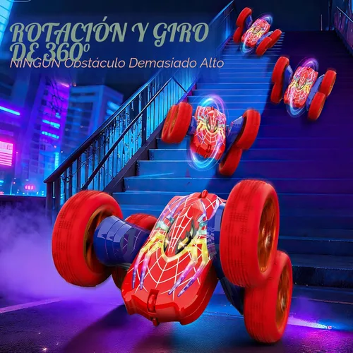 Miniatura 5 de Coche de juguete de control remoto con giro de 360° para niños de 3 a 12 años, autos RC 4WD de doble cara con ojos y piernas de héroe brillantes