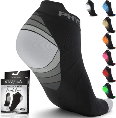 Physix Gear - Calcetines deportivos de compresión para hombre y mujer, mejor para fascitis plantar y resistencia