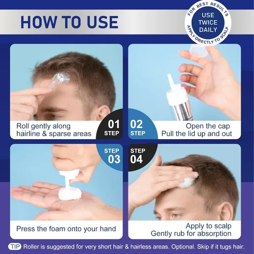 Miniatura 5 de Espuma de minoxidil al 5% para hombres y mujeres, crecimiento del cabello, espuma de minoxidil para hombres para cabello y barba, tratamiento