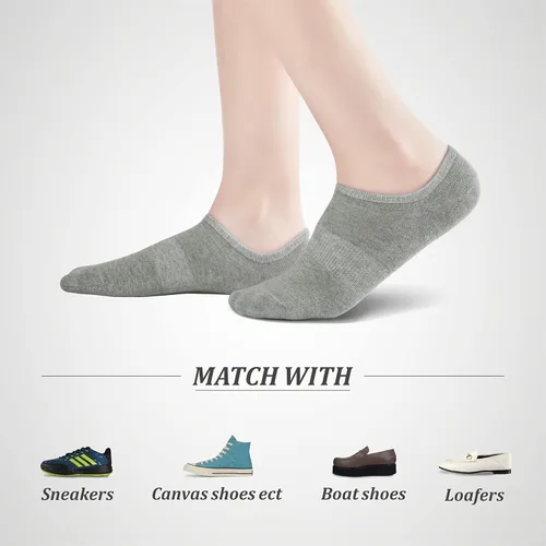 Miniatura 5 de Calcetines no Show para mujer, de corte bajo, forro invisible, antideslizantes, para barco, 6 pares