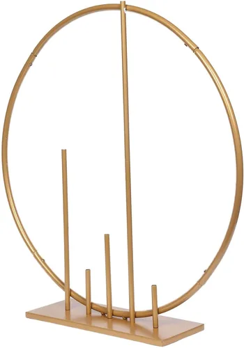 Miniatura 9 de Efavormart Aro Floral Redondo de Metal Dorado de 24" para Centro de Mesa de Boda con Pilares, Marco de Arco de Globo Autoportante