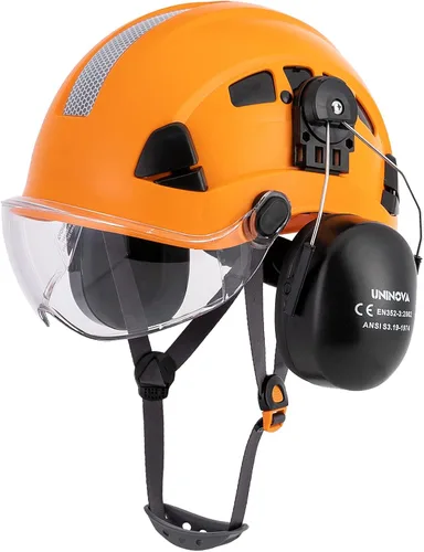 Miniatura 10 de Casco de protección para los oídos y visera ANSI Z89.1 con ventilación ABS forestal, arborista, árbol, construcción, construcción, protección